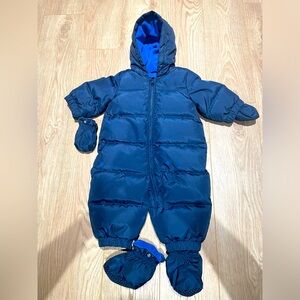 GAP 0-6 month duvet one piece snow suit with snap on hand and feet covers